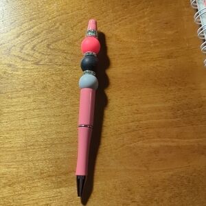 Stylish Pink and Black Beaded Pen